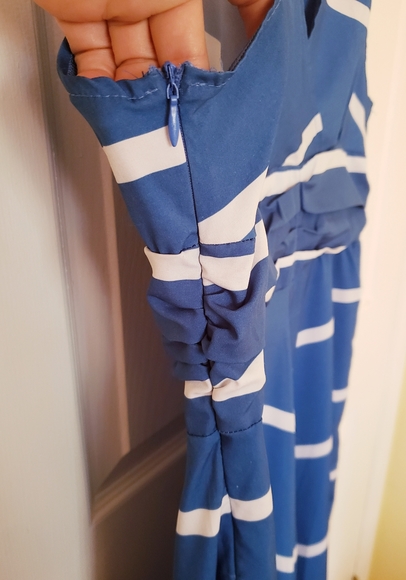 Blue and White Stripe Maxi Dress - Picture 3 of 4